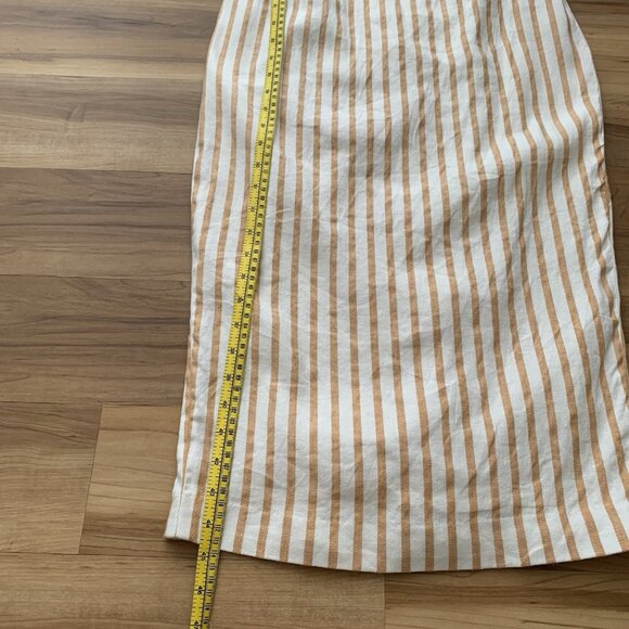 Boden Womens Maggie Sheath Linen Dress Midi Size 6 White Tan Striped Lined - Picture 6 of 13